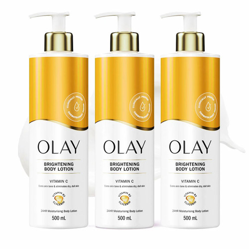 Olay Brightening Body Lotion Vitamin C Mosturising Smooth Skin Care Pack 3x500ml