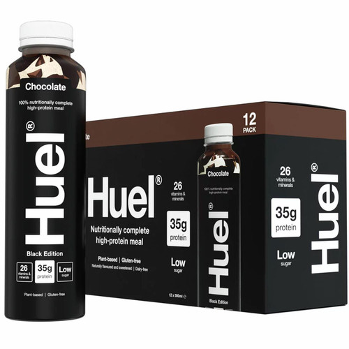 Huel Black Edition RTD Chocolate LowSugar Protein Meal Shake Drink Pack 12x500ml