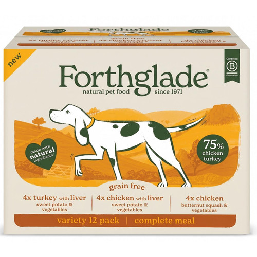 Forthglade Grain Free Dog Food Treats Chicken Turkey Liver Variety Pack 12x395g