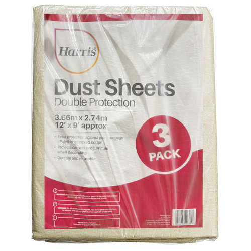 Harris Double Protect Painting Set Paint Carpet Furniture Deco Pack 3Dust Sheets