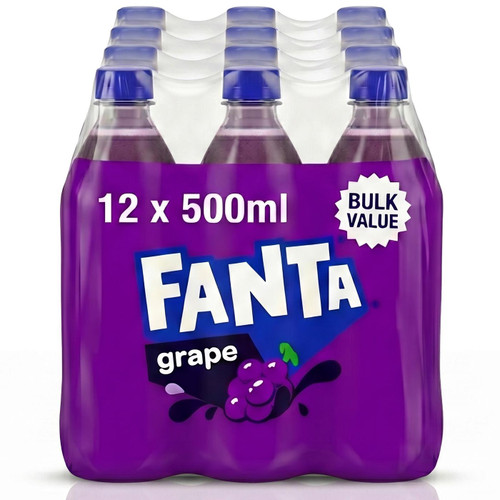 Fanta Grape Sparkling Soft Drink Fruit Flavour Fizzy Taste Bottles Pack 12x500ml