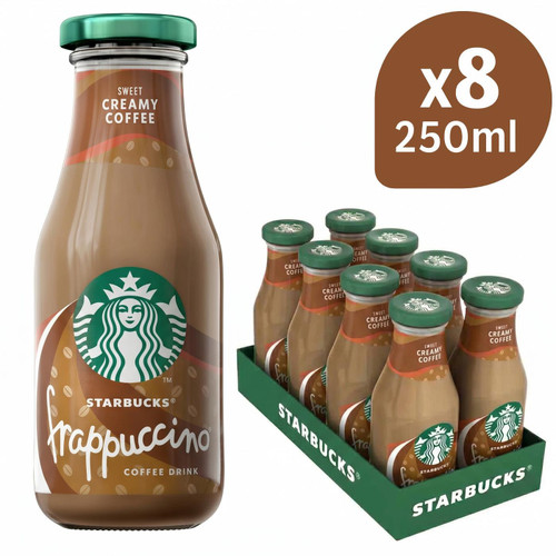 Starbucks Frappuccino Iced Coffee Sweet Creamy Flavour Glass Drink Pack 8x250ml