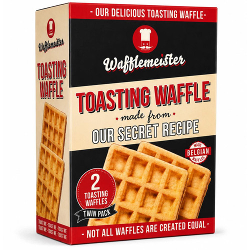 Wafflemeister Belgian Style Toasting Waffles Twin Pack Breakfast Pack 30 x 50g