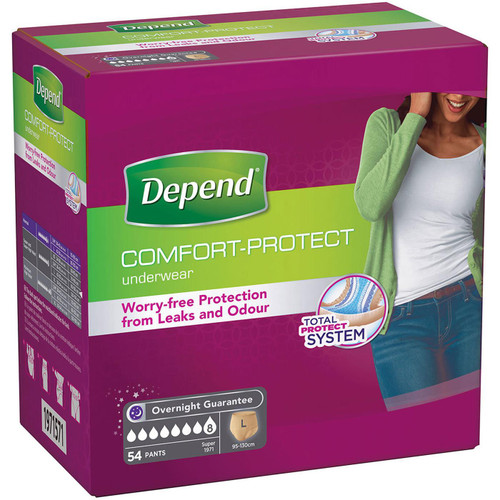Depend Incontinence L Underwear Comfort Protect Large Female Pads Women 54 Pants
