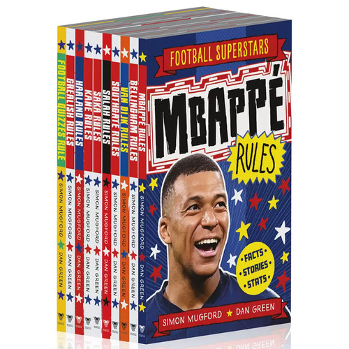 Football Superstars by Simon Mugford Soccer Game Collection Series Set 10 Books