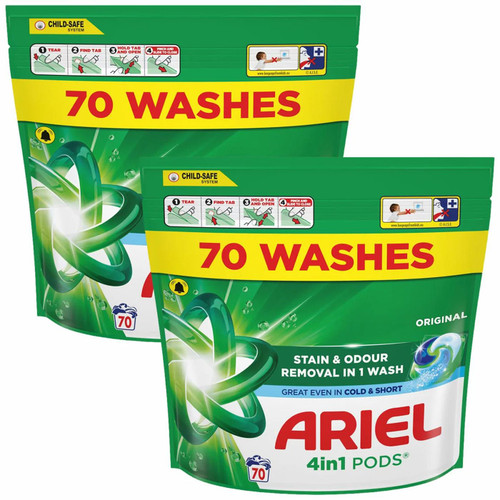 Ariel 4 in 1 Original Wash Pod Laundry Detergent Power Washing Pack 140 Capsules