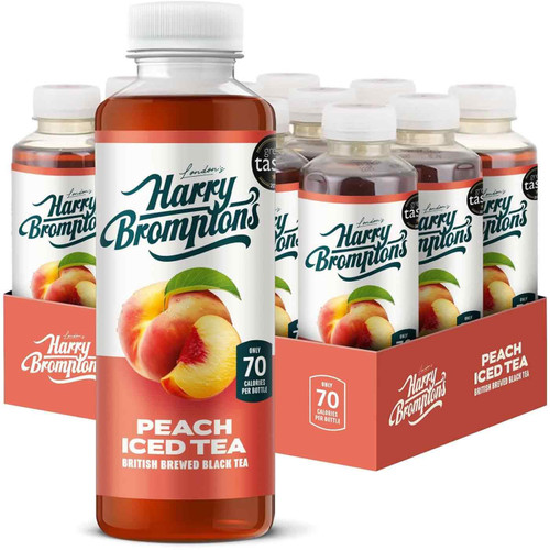 Harry Brompton's Peach Iced Tea Juice Drink Bottle Fruity Taste Pack 12 x 500ml