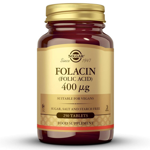 Solgar Folacin Folic Acid 400µg Tablets Vegan B9Vitamin Capsule Pack 250 Tablets