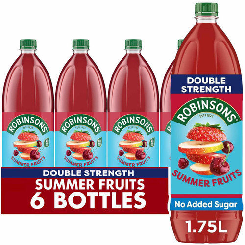 Robinsons Summer Fruits Double Strength Fruit Squash Juice No Sugar Pack 6x1.75L