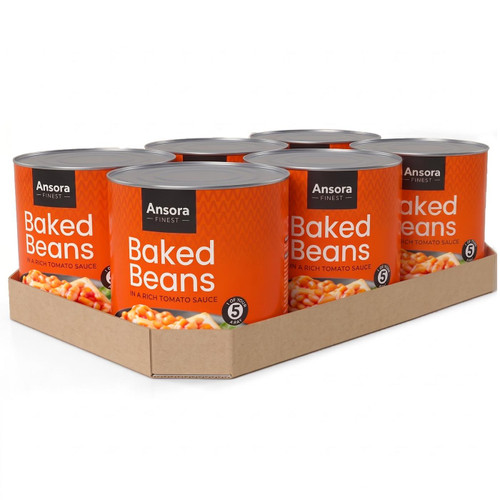 Ansora Baked Beans In Tomato Sauce Original Catering Pack Tin Can Pack 6x2.62kg