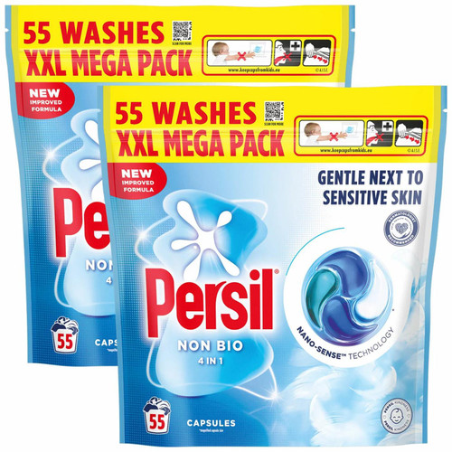 Persil Non Bio4in1 Wash Pods Laundry Detergent Washing Tablet Pack 2x55 Capsules