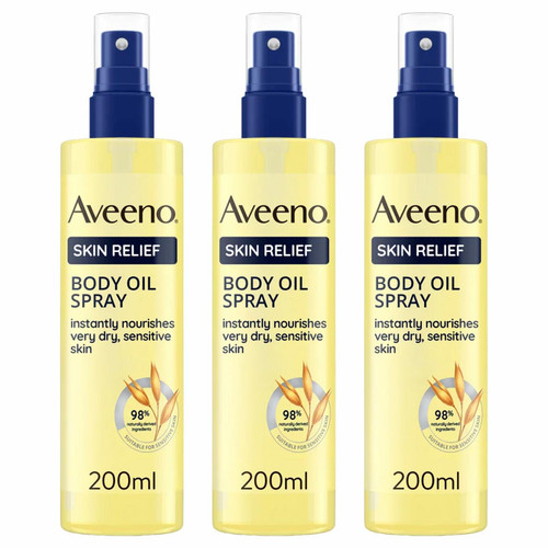 Aveeno Skin Relief Oil Spray Body Dry Skin Repair Care Silky Finish Pack 3x200ml