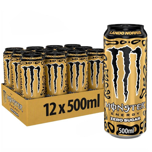 Monster Energy Drink Lando Norris Gold Zero Sugar Cans Party Box Pack 12 x 500ml