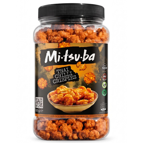Mitsuba Thai Chilli Crispies Rice Crackers Large Savoury Asian Snacks Tub 525g