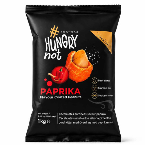 Sdoukos Hungry Not Coated Peanuts Paprika Crispy Nuts Cracker Bag Snack Pack 1kg