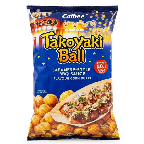 Calbee Takoyaki Ball Japanese Style BBQ Sauce Flavour Corn Puffs Crisp Pack 500g