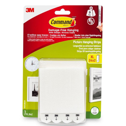 3M Command Picture Hanging Strips XL White Damage-Free Frame Hanging 48 Strips