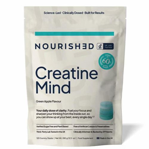 Nourished Creatine Mind Gummies Green Apple Stacks Sugar Free Nootropic 120 Pcs