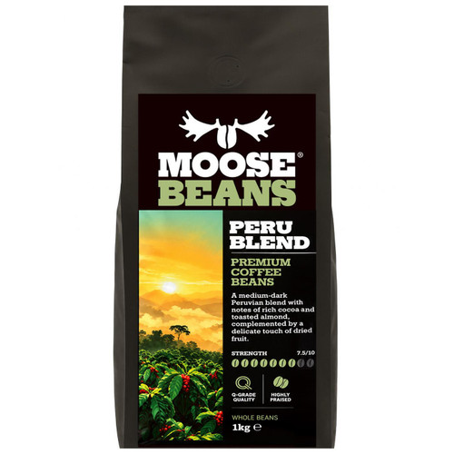 Moose Beans Peru Blend Premium Whole Coffee Beans Medium Dark Q-Graded Pack 1kg