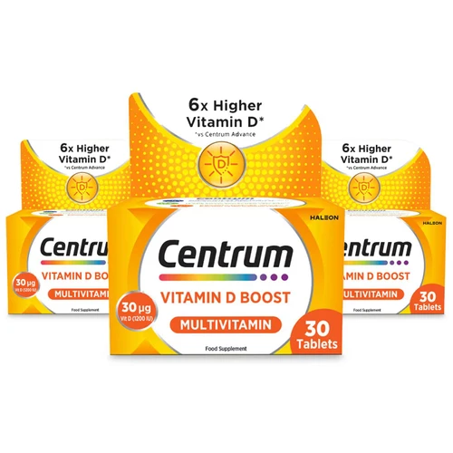 Centrum Vitamin D Boost Multivitamin 30µg Daily Vitamins Adult Pack 3x30 Tablets