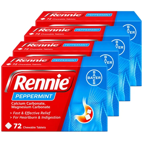 Rennie Peppermint Heartburn Indigestion Acid Reflux Relief Tablets Pack 4x72 Pcs