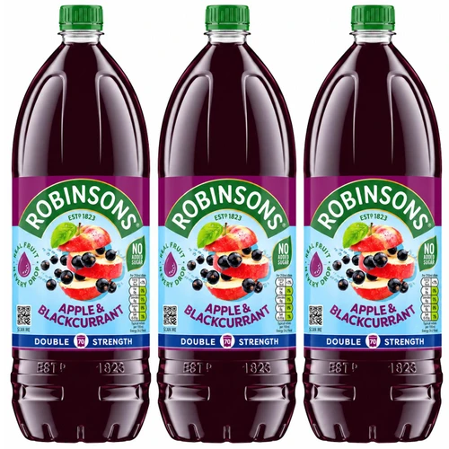 Robinsons Real Fruit Apple and Blackcurrant Squash Juice No Sugar Pack 3 x 1.75L