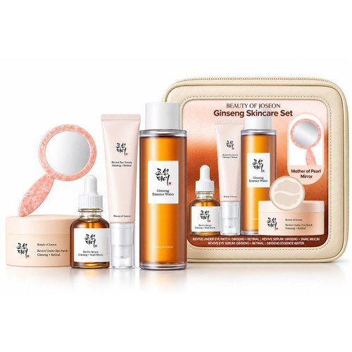 Beauty Of Joseon Korean Ginseng Skincare Serum Eye Patch Bag Case 5 Pcs Gift Set