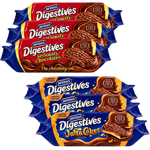 McVitie's Digestives Chocolate Biscuits Seriously Chocolatey Jaffa Cakes 6x250g