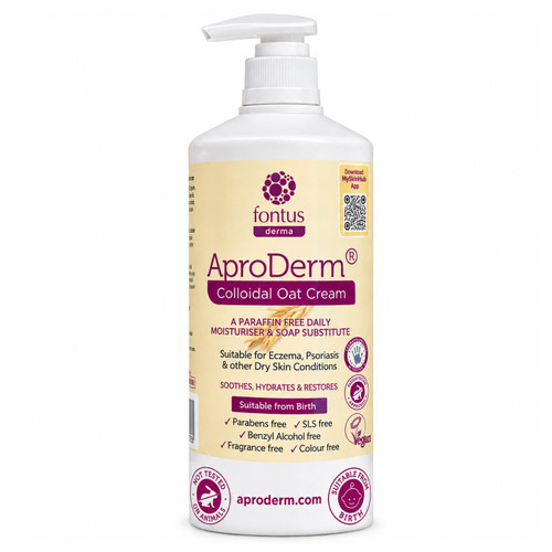 AproDerm Colloidal Oat Cream Dry Skin pH Moisturiser Soap Substitute Pump 500ml