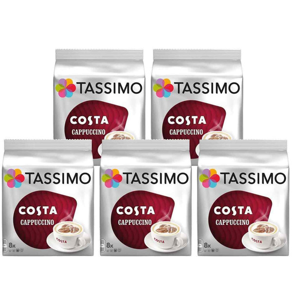 Tassimo Costa Cappuccino Coffee Espresso T Discs 40 Cup Capsules Pack 5 x 8 Pods