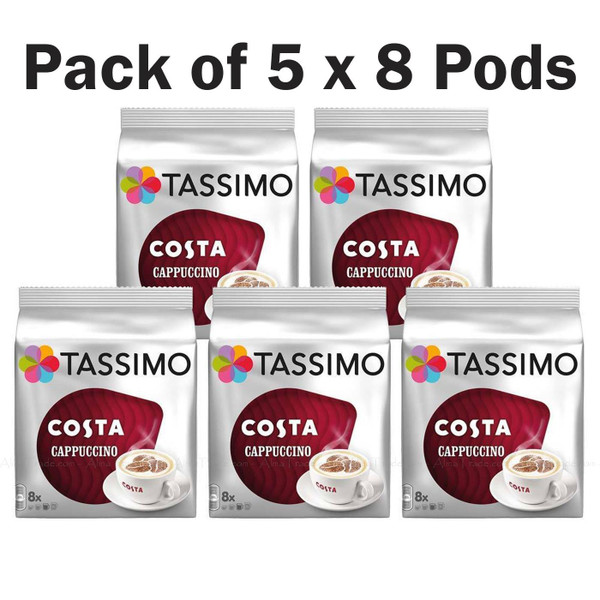 Tassimo Costa Cappuccino Coffee T Discs 40 Drink Cup Capsules - Pack of 5x8 Pods