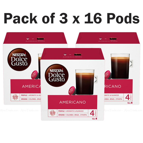 Nescafe Dolce Gusto Americano Coffee 48 Drink Cup Capsules - Pack of 3 x 16 Pods