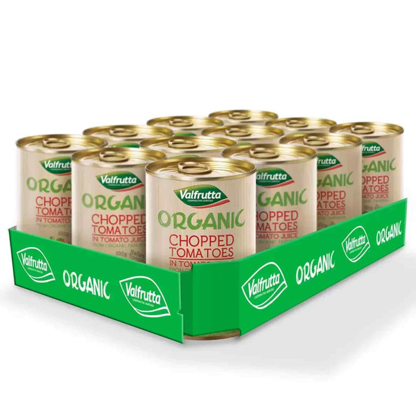 Valfrutta Organic Chopped Tomatoes Tomato Italian Rich Tin Cans Pack 12 x 400g
