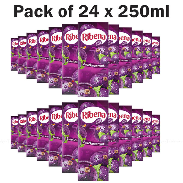 Ribena Blackcurrant Juice Kid Party Vitamin C Flavour Fruit Carton Pack 24x250ml