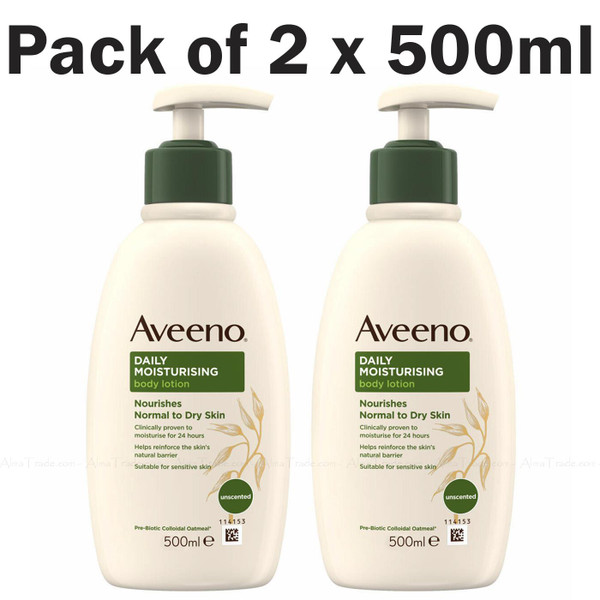 Aveeno Daily Moisturising Lotion Body Wash Sensitive Eczema Skin Pack of 2x500ml
