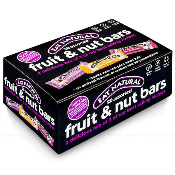 Eat Natural Healthy Fruit & Nuts 20 Assorted Healthy Snack Cereal Bar Pack 1.1kg