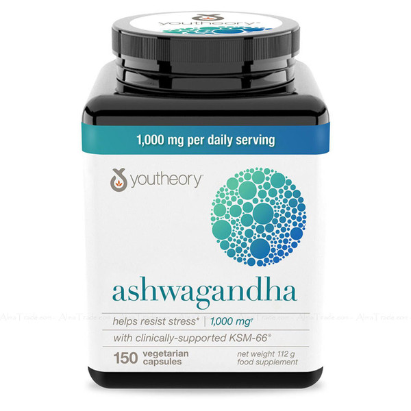 Youtheory Ashwagandha 1000mg Helps Resist Stress Vitality Supplement 150 Tablets