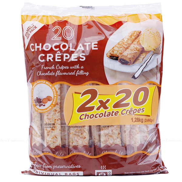 Tigreat French Chocolate Crepes Kid Treat Ready Snack Dessert Bags Pack 40 x 32g