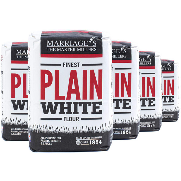 Marriages Finest Plain White Flour Kitchen Catering Pastry Baking Pack 5 x 1.5kg