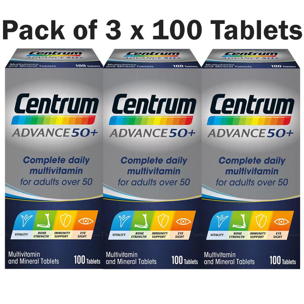 Centrum Advance Adults Over 50+Multivitamin & Mineral Vitamin Pack 3x100 Tablets