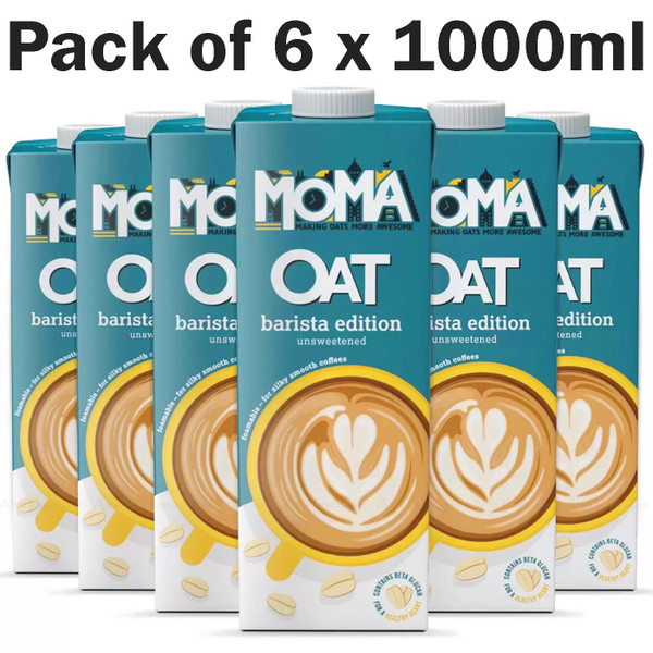 Moma Oat Drink Barista Edition Unsweetened for Silky Smooth Coffee Pack of 6x 1L