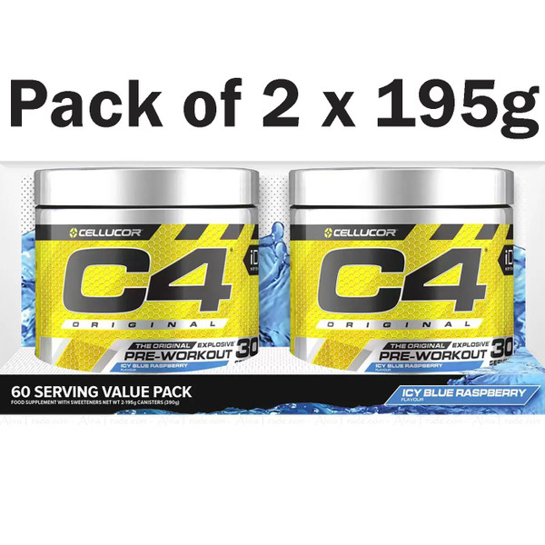 Cellucor C4 Original Explosive Pre-Workout Icy Blue Raspberry Powder Pack 2x195g