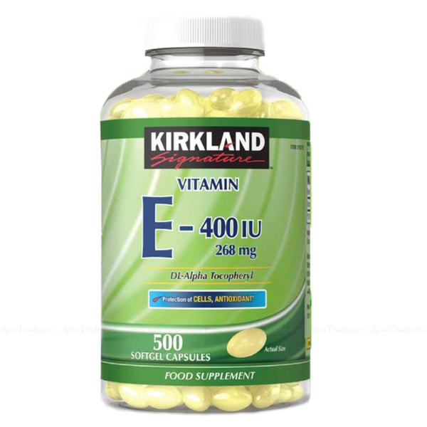 Kirkland Signature Vitamin E 268mg 400 I.U. 268mg Food Supplement 500 Capsules