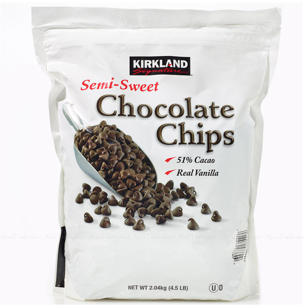 Kirkland Signature Semi-Sweet Chocolate Chips Cocoa Real Vanilla Pack 2.04kg