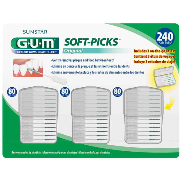 Sunstar G.U.M Soft Picks GUM Tooth Interdental Brushes Travel Case Pack 240 Pcs