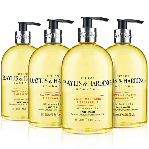 Baylis &Harding-Sweet Mandarin &Grapefruit Hand Wash Pump Soap Gel Pack 4x500ml