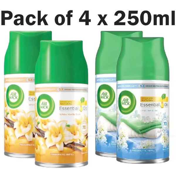 Airwick Freshmatic Spray Max Refill Home Scented Air Freshener Mix Pack 4x250ml