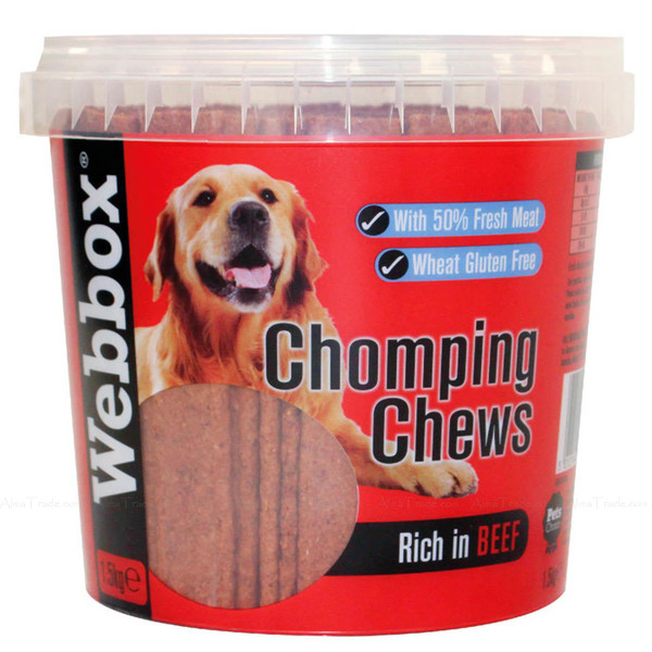 Webbox Meaty Chomping Chews for Dogs Natural Treat Rich in Beef Pack 1.5kg