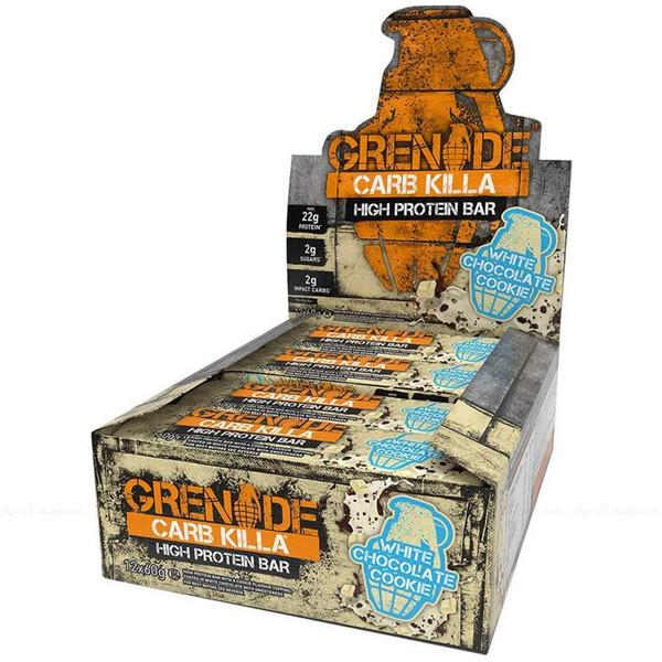 Grenade Carb Killa High Protein Snack Bar White Chocolate Cookie Pack of 12x60g