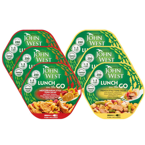 John West Lunch On The Go Tasty Ready to Eat Fish Tuna Salad Mix Pack 6 x 220g